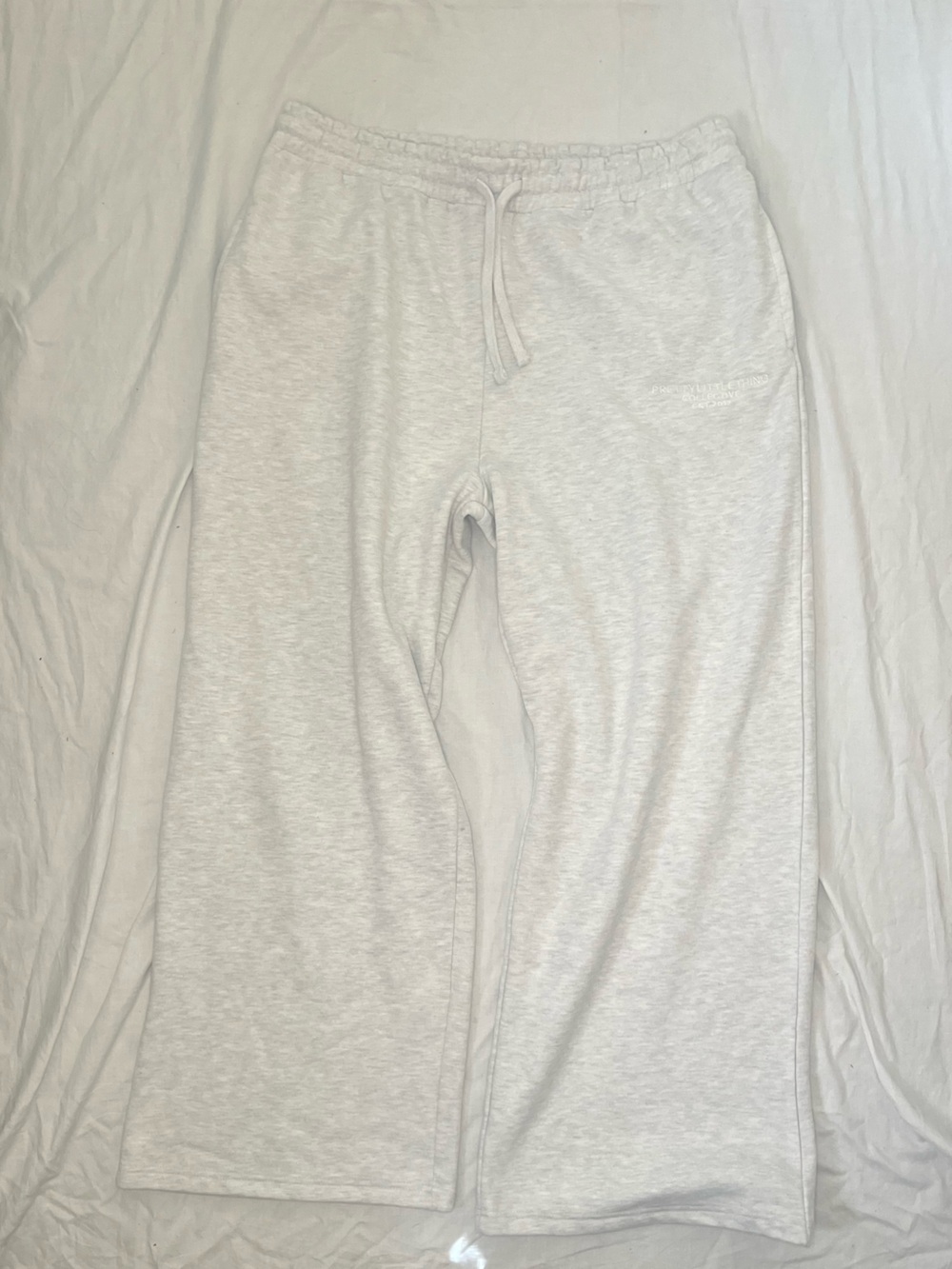 PrettyLittleThing Light Gray Wide Leg Lounge Pants